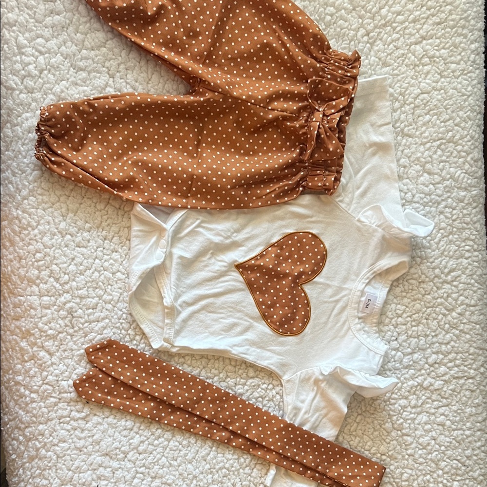 Polka Dot Baby Outfit with Heart Design